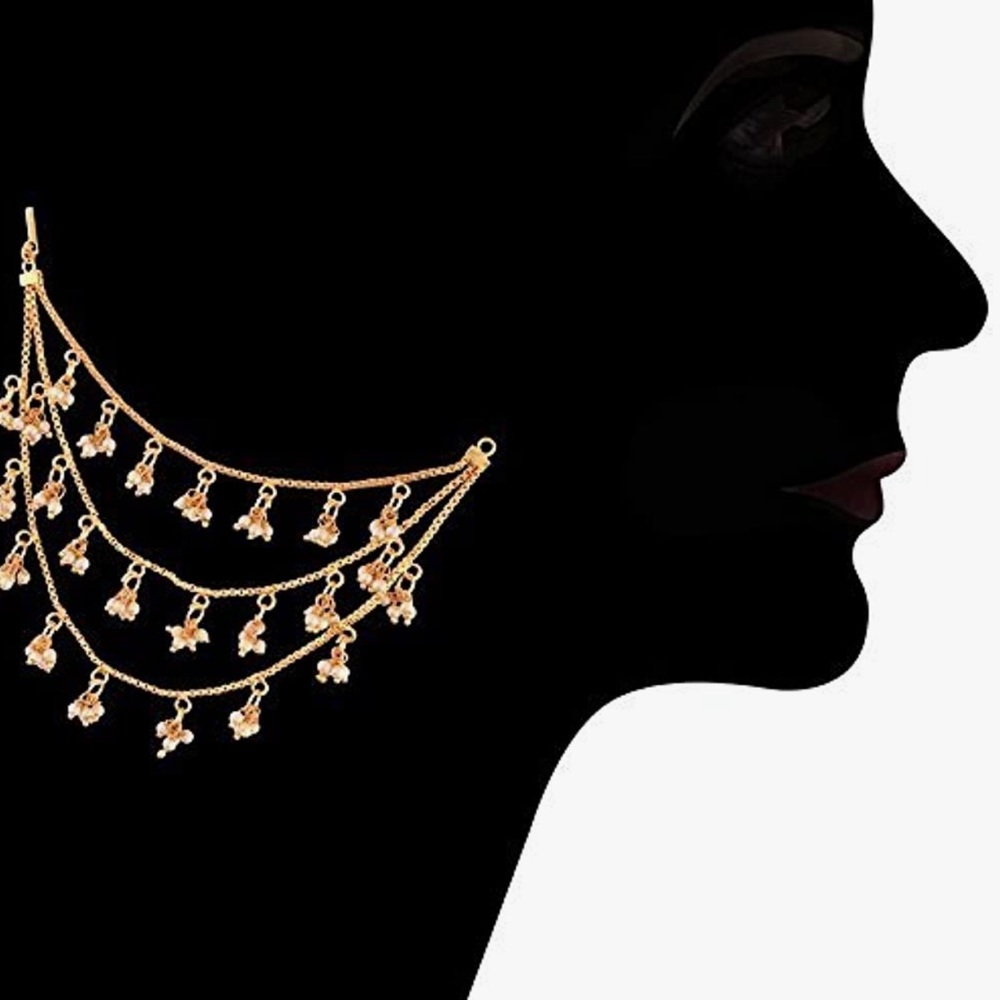 Traditional Wedding Jewelry Inspired Jhumki Earrings with Hair Chain for Women